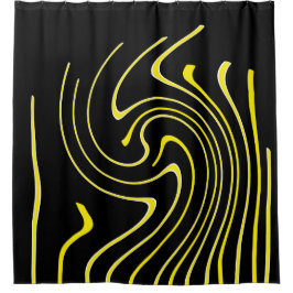 Abstrakte Kunst Schwarz-weiß Gelbe Linien Minimali Duschvorhang