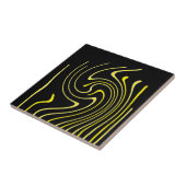Abstrakte Kunst Schwarz-weiß Gelbe Linien Minimali Fliese (Seite)