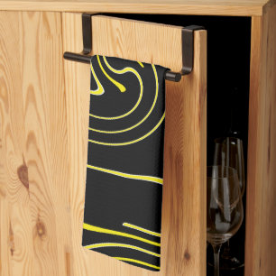 Abstrakte Kunst Schwarz Weiß Gelbe Linien Minimali Geschirrtuch