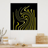 Abstrakte Kunst Schwarz-weiß Gelbe Linien Minimali Poster (Küche)