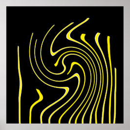 Abstrakte Kunst Schwarz-weiß Gelbe Linien Minimali Poster