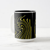 Abstrakte Kunst Schwarz-weiß Gelbe Linien Minimali Zweifarbige Tasse (Vorderseite Links)