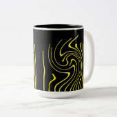 Abstrakte Kunst Schwarz-weiß Gelbe Linien Minimali Zweifarbige Tasse (VorderseiteRechts)