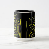 Abstrakte Kunst Schwarz-weiß Gelbe Linien Minimali Zweifarbige Tasse (Mittel)