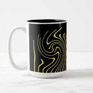 Abstrakte Kunst Schwarz-weiß Gelbe Linien Minimali Zweifarbige Tasse