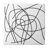 Abstrakte Kunst Schwarz-weiß Zeichnend Linien Mini Fliese (Vorderseite)