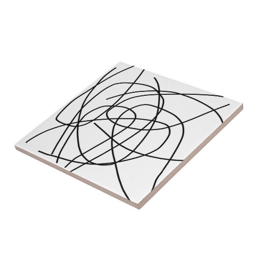 Abstrakte Kunst Schwarz-weiß Zeichnend Linien Mini Fliese (Seite)