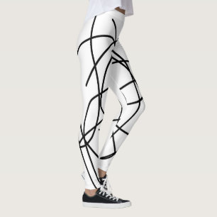 Abstrakte Kunst Schwarz-weiß Zeichnend Linien Mini Leggings