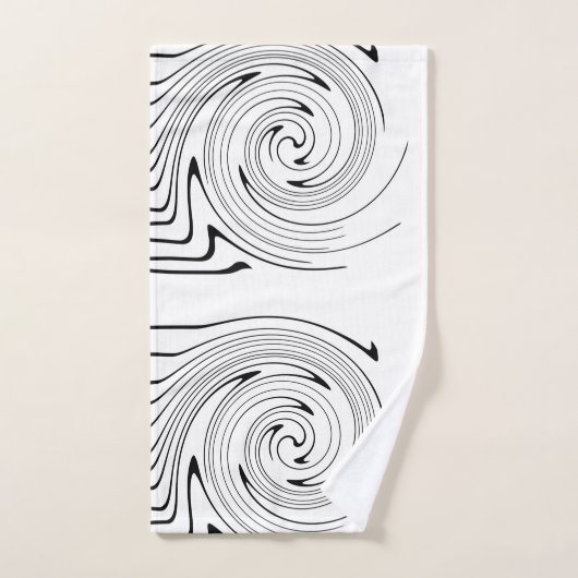 Abstrakte Kunst Schwarz-weiße Linien Twirt Minimal Badhandtuch Set (Handtuch)