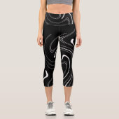 Abstrakte Kunst Schwarz-weiße Linien Twirt Minimal Capri Leggings (Vorderseite)