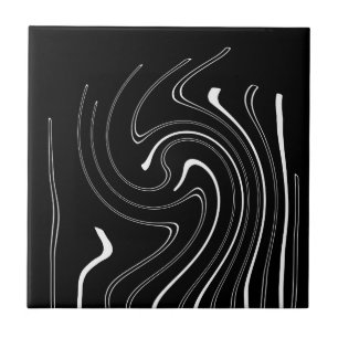 Abstrakte Kunst Schwarz-weiße Linien Twirt Minimal Fliese
