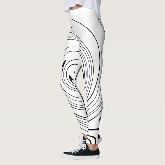 Abstrakte Kunst Schwarz-weiße Linien Twirt Minimal Leggings (Links)