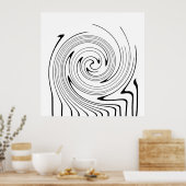 Abstrakte Kunst Schwarz-weiße Linien Twirt Minimal Poster (Küche)