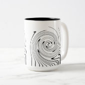 Abstrakte Kunst Schwarz-weiße Linien Twirt Minimal Zweifarbige Tasse (VorderseiteRechts)