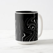 Abstrakte Kunst Schwarz-weiße Linien Twirt Minimal Zweifarbige Tasse (VorderseiteRechts)