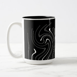 Abstrakte Kunst Schwarz-weiße Linien Twirt Minimal Zweifarbige Tasse