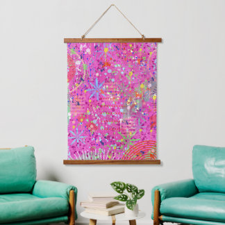 Abstrakte Kunst: Sommerträume Wandteppich Mit Holzrahmen