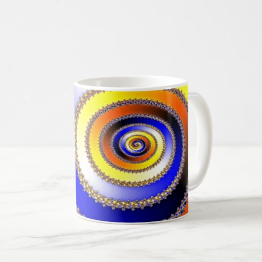 Abstrakte KUNST - Spiralblau Kaffeetasse (VorderseiteRechts)