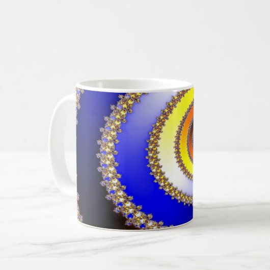 Abstrakte KUNST - Spiralblau Kaffeetasse (Vorderseite Links)