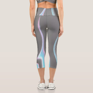 Abstrakte Kunst Steinkohle Grau Blauer Weißer Mini Capri Leggings