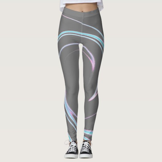 Abstrakte Kunst Steinkohle Grau Blauer Weißer Mini Leggings (Vorderseite)