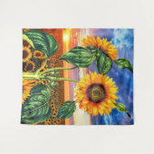 Abstrakte Kunst Sunshine Sonnenblumen - Sonnenunte Wandteppich (Vorderseite (Horizontal))