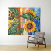 Abstrakte Kunst Sunshine Sonnenblumen - Sonnenunte Wandteppich (Beispiel (Horizontal))