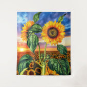 Abstrakte Kunst Sunshine Sonnenblumen - Sonnenunte Wandteppich (Vorderseite)