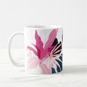 Abstrakte Kunst tropische Blätter Hintergrund. Hin Kaffeetasse