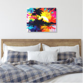 Abstrakte Kunst - tropische Insel Canvas Print Leinwanddruck (Insitu (Schlafzimmer))