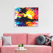 Abstrakte Kunst - tropische Insel Canvas Print Leinwanddruck (Insitu (Wohnzimmer))