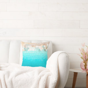 Abstrakte Kunst Türkis Beige Koralle Rosa Kissen