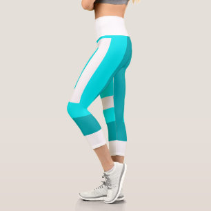 Abstrakte Kunst Türkis Grün Blau Weiß Capri Leggings