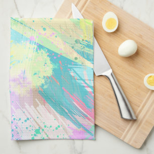 Abstrakte Kunst Türkis Rosa Gelbe Pastete Geschirrtuch