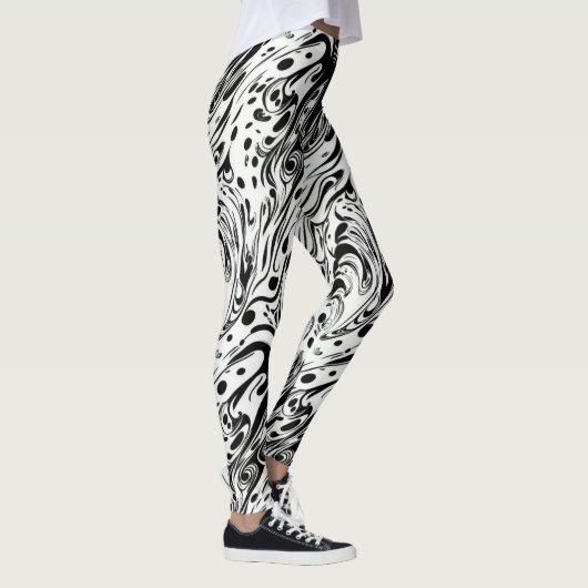 Abstrakte Kunst verwildern flüssige Polka-Punkte Leggings (Rechts)