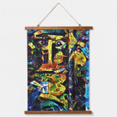 Abstrakte Kunst Wandteppich Mit Holzrahmen (Vorderseite)