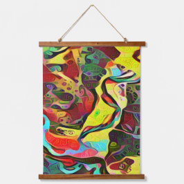 Abstrakte Kunst Wandteppich Mit Holzrahmen