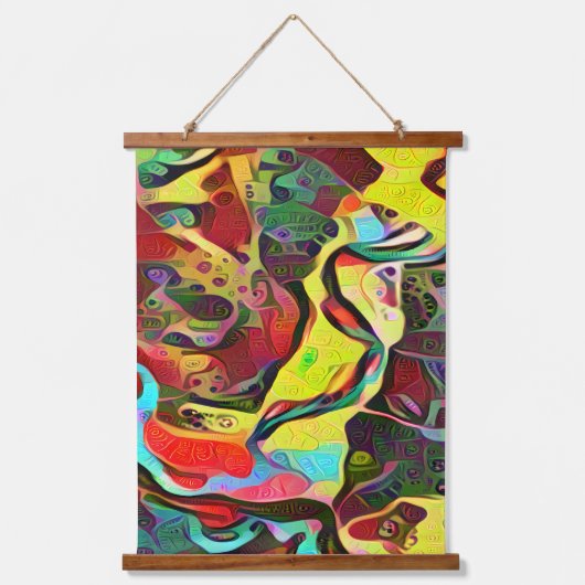 Abstrakte Kunst Wandteppich Mit Holzrahmen (Vorderseite)