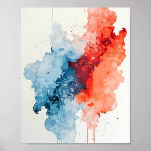 Abstrakte Kunst - Wasserfarbe Pinselstrich Design Poster (Vorne)