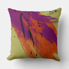 Abstrakte Kunst Watercolor Orange Lila-grünes Schw Kissen