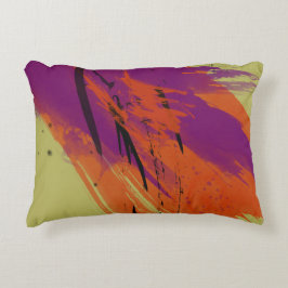 Abstrakte Kunst Watercolor Orange Lila-grünes Schw Zierkissen