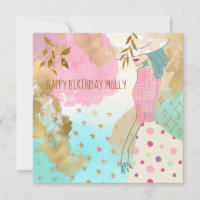 Abstrakte Kunst Weibliche hat Aquamarin Pink Happy