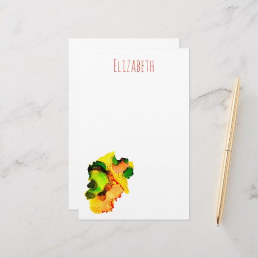 Abstrakte Kunstalkoholfarbe gelb Briefpapier (Vorderseite/Rückseite Beispiel)