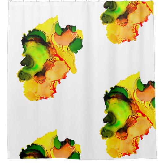 Abstrakte Kunstalkoholfarbe gelb Duschvorhang (Vorderseite)