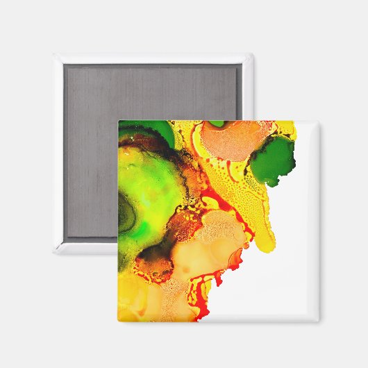 Abstrakte Kunstalkoholfarbe gelb Magnet (Vorderseite/Rückseite)