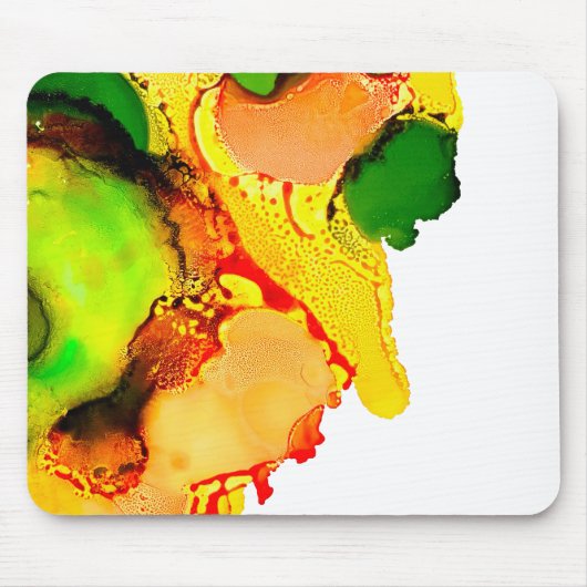 Abstrakte Kunstalkoholfarbe gelb Mousepad (Vorne)