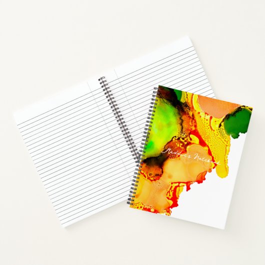 Abstrakte Kunstalkoholfarbe gelb Notizblock (Innenseite)