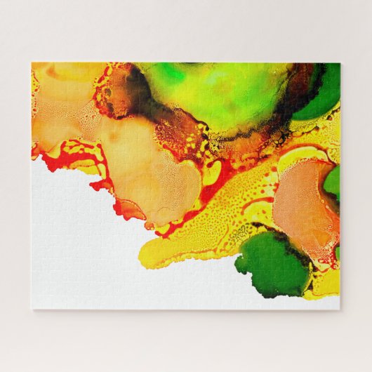 Abstrakte Kunstalkoholfarbe gelb Puzzle (Horizontal)
