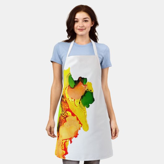 Abstrakte Kunstalkoholfarbe gelb Schürze (Getragen)
