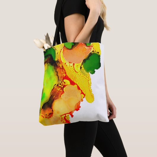Abstrakte Kunstalkoholfarbe gelb Tasche (Von Nahem)